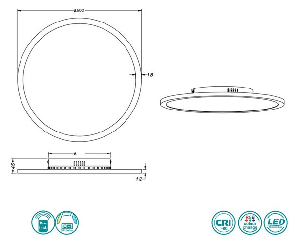 Φωτιστικό Οροφής Trio Lighting Yuma 641719287 D60 Γκρι-Λευκό