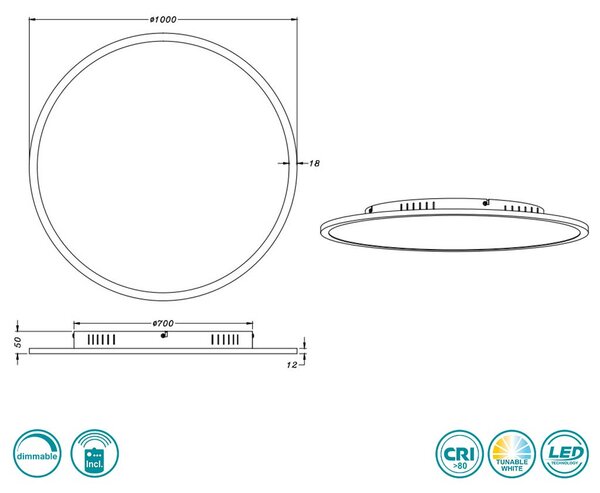 Φωτιστικό Οροφής Trio Lighting Yuma 641719187 D100 Γκρι-Λευκό