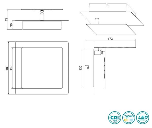 Απλίκα Trio Lighting Mio 240319131 Τετράγωνη Λευκή