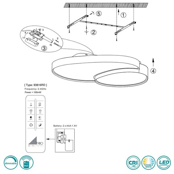 Φωτιστικό Οροφής Trio Lighting Rise 647519231 D77 Λευκό Ματ