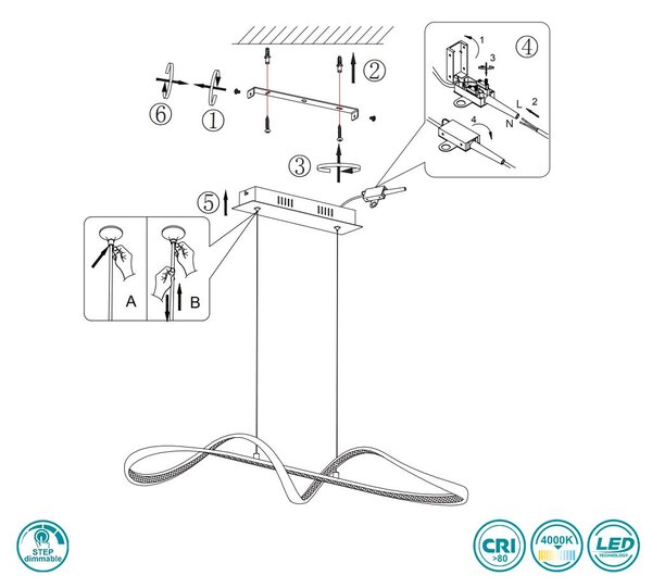 Φωτιστικό Ράγα RL Lighting Padua R37281106 Χρώμιο (4000K)