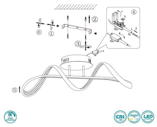 Φωτιστικό Ράγα RL Lighting Padua R67281106 Χρώμιο (4000K)