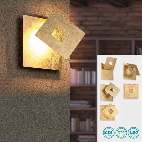 Απλίκα Trio Lighting Leano 240319179 Τετράγωνη Χρυσή