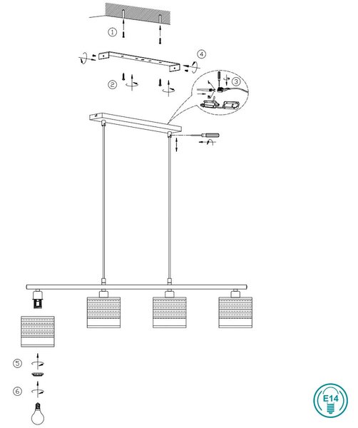 Φωτιστικό Κρεμαστό Ράγα RL Lighting Bolzano R31664032 Μαύρο