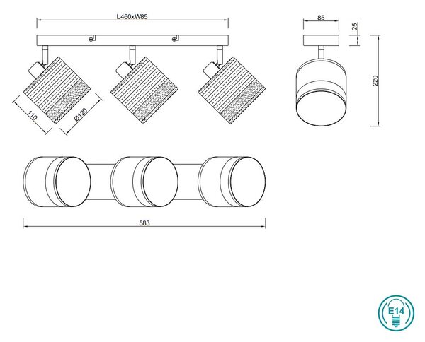 Φωτιστικό Ράγα Σποτ RL Lighting Bolzano R81663032 Μαύρο