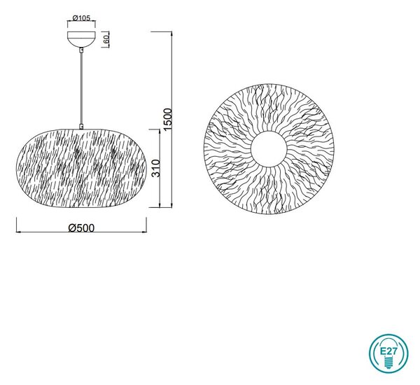 Φωτιστικό Κρεμαστό RL Lighting Furry R31581901 D50 Λευκό Βελούδο