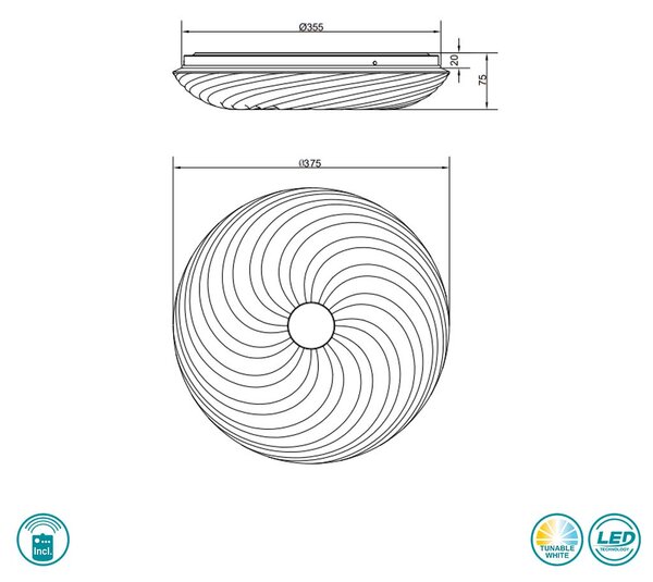 Φωτιστικό Οροφής RL Lighting Gravity R67693800 Λευκό Ματ