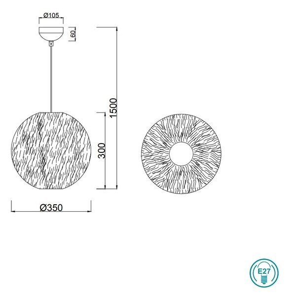 Φωτιστικό Κρεμαστό RL Lighting Furry R31581001 D35 Λευκό Βελούδο