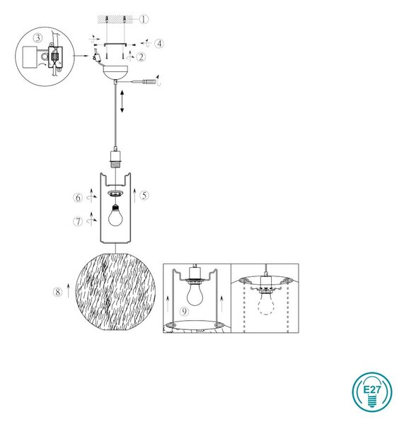 Φωτιστικό Κρεμαστό RL Lighting Furry R31581901 D50 Λευκό Βελούδο