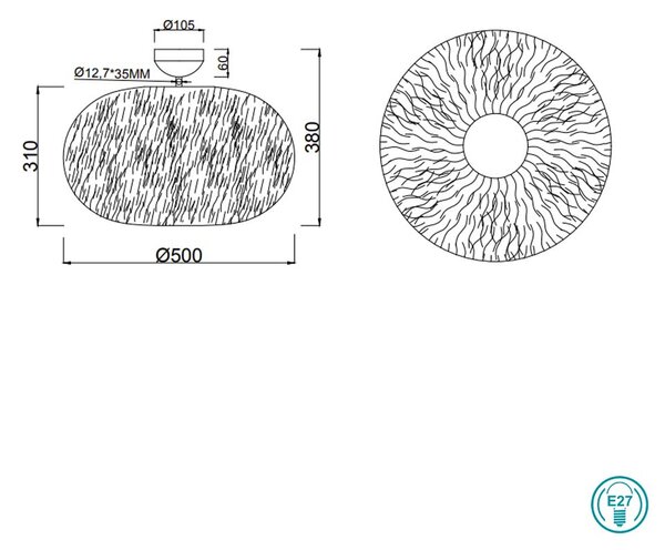 Φωτιστικό Οροφής RL Lighting Furry R61582001 Λευκό Βελούδο