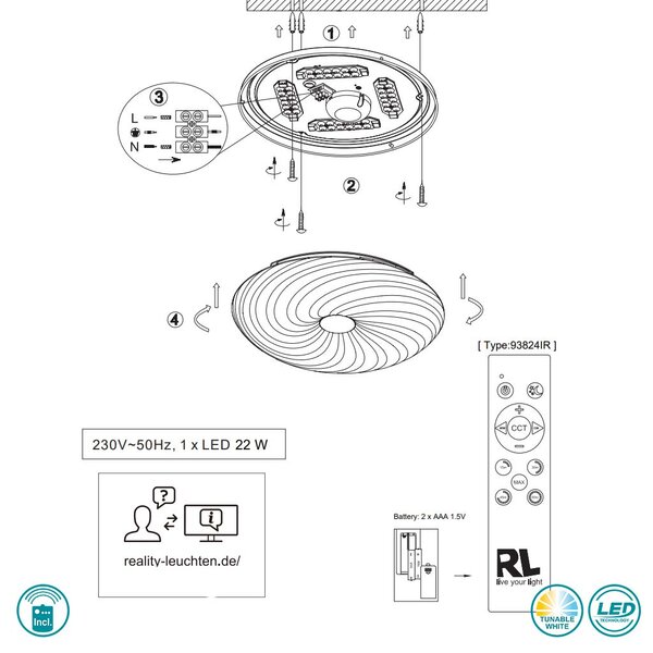 Φωτιστικό Οροφής RL Lighting Gravity R67695800 Λευκό Ματ