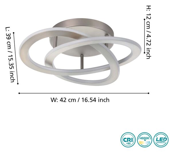 Φωτιστικό Οροφής Eglo Rolimare 900419 Νίκελ Ματ