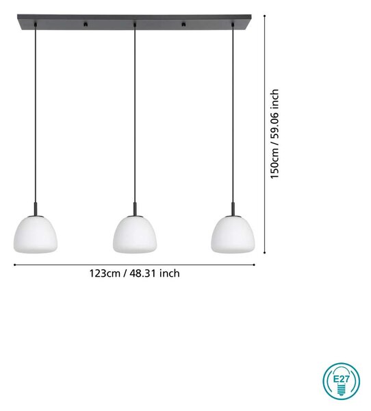 Φωτιστικό Ράγα Κρεμαστή Stars of Light Eglo Balmes 390202 Μαύρη με Λευκό Γυαλί