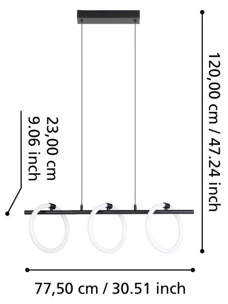 Φωτιστικό Κρεμαστό Ράγα Eglo Caranacoa 900562 Μαύρο
