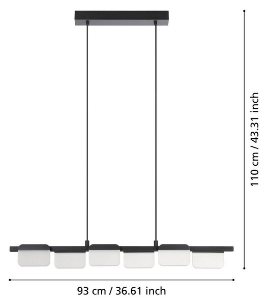 Φωτιστικό Κρεμαστό Ράγα Eglo Ervidel 98876 Μαύρο