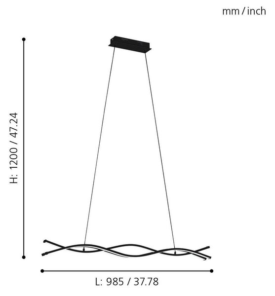 Φωτιστικό Κρεμαστό Ράγα Eglo Lasana 3 99317 Μαύρο