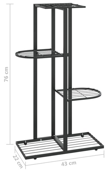 VidaXL Ανθοστήλη 4 Επιπέδων Μαύρη 43 x 22 x 76 εκ. Μεταλλική