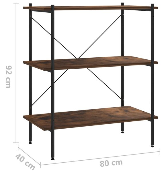 VidaXL Ραφιέρα 3 Επιπέδων Μαύρη και Φυσικό 80 x 40 x 92 εκ