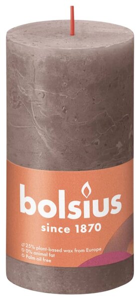 Bolsius Κεριά Κύλινδρος Ρουστίκ Shine 4 τεμ Ρουστίκ Taupe 130 x 68 χιλ