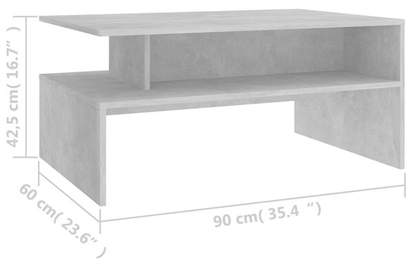 VidaXL Τραπεζάκι Σαλονιού Γκρι Σκυροδέματος 90x60x42,5 εκ. Επεξ. Ξύλο