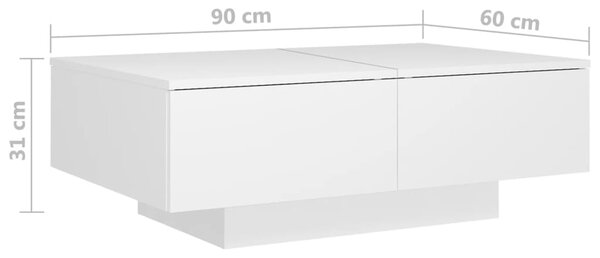 VidaXL Τραπεζάκι Σαλονιού Λευκό 90 x 60 x 31 εκ. από Επεξ. Ξύλο