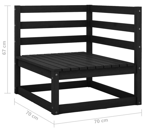 VidaXL Καναπέδες Κήπου Γωνιακοί 2 τεμ. Μαύροι από Μασίφ Ξύλο Πεύκου