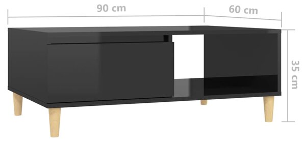 VidaXL Τραπεζάκι Σαλονιού Γυαλιστερό Μαύρο 90x60x35 εκ. Επεξ. Ξύλο