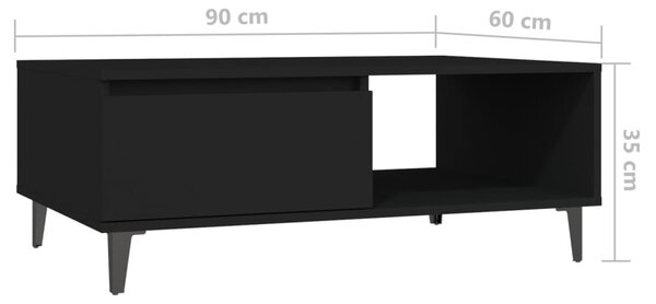 VidaXL Τραπεζάκι Σαλονιού Μαύρο 90 x 60 x 35 εκ. από Μοριοσανίδα