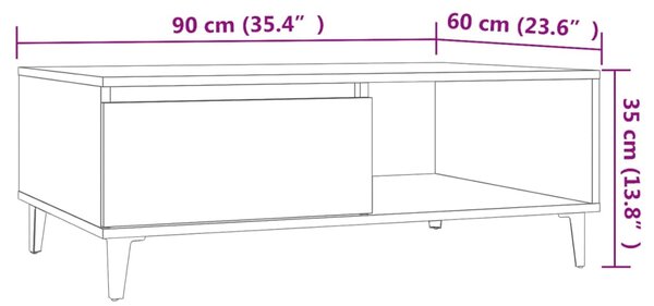 VidaXL Τραπεζάκι Σαλονιού Sonoma Δρυς 90x60x35 εκ. Επεξεργασμένο Ξύλο