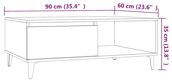 VidaXL Τραπεζάκι Σαλονιού Γκρι Σκυρ. 90x60x35 εκ. Επεξεργασμένο Ξύλο