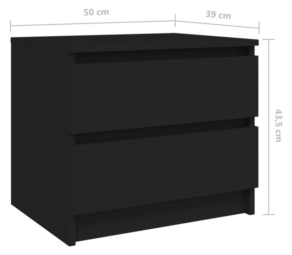 VidaXL Κομοδίνο Μαύρο 50 x 39 x 43,5 εκ. από Επεξ. Ξύλο