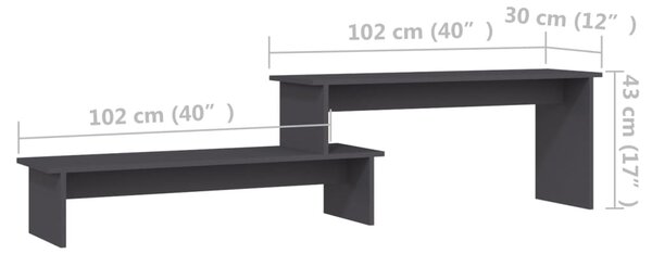 VidaXL Έπιπλο Τηλεόρασης Γκρι 180 x 30 x 43 εκ. από Επεξ. Ξύλο