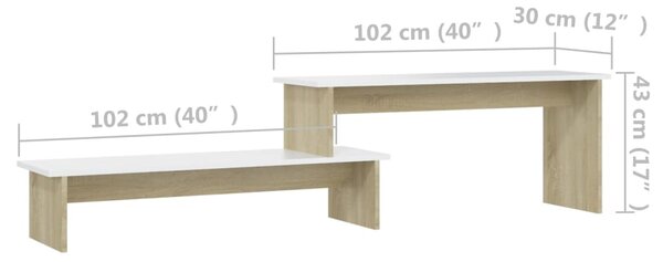 VidaXL Έπιπλο Τηλεόρασης Sonoma Δρυς/Λευκό 180x30x43εκ από Επεξ. Ξύλο