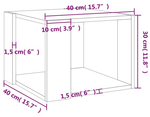 VidaXL Τραπεζάκι Σαλονιού Γκρι Σκυρ. 40x40x30 εκ. Επεξεργασμένο Ξύλο