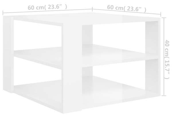 VidaXL Τραπεζάκι Σαλονιού Γυαλιστερό Λευκό 60x60x40 εκ. Μοριοσανίδα