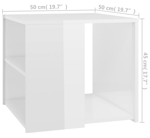 VidaXL Τραπέζι Βοηθητικό Γυαλιστερό Λευκό 50 x 50 x 45 εκ. Μοριοσανίδα