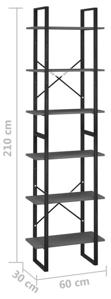 VidaXL Ράφι Αποθήκευσης Γκρι 60x30x210 εκ. από Επεξεργασμένο Ξύλο