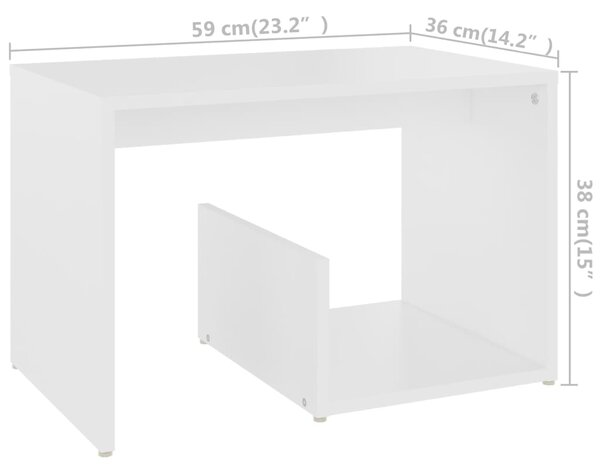 VidaXL Τραπέζι Βοηθητικό Λευκό 59 x 36 x 38 εκ. από Επεξ. Ξύλο