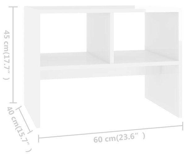 VidaXL Τραπέζι Βοηθητικό Γυαλιστερό Λευκό 60 x 40 x 45 εκ. Μοριοσανίδα