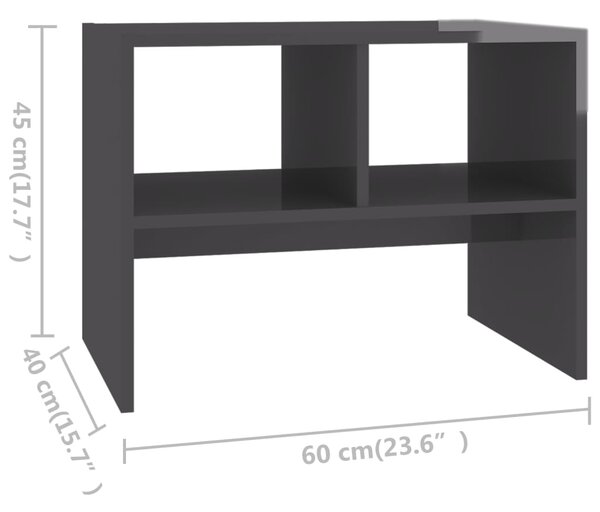 VidaXL Τραπέζι Βοηθητικό Γυαλιστερό Γκρι 60 x 40 x 45 εκ. Επεξ. Ξύλο