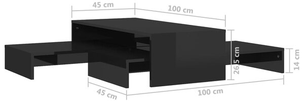 VidaXL Τραπεζάκι Ζιγκόν Γυαλιστερό Μαύρο 100x100x26,5 εκ. Μοριοσανίδα