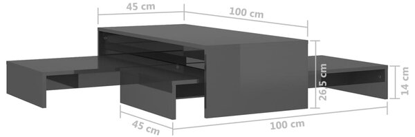 VidaXL Τραπεζάκι Ζιγκόν Γυαλιστερό Γκρι 100x100x26,5 εκ