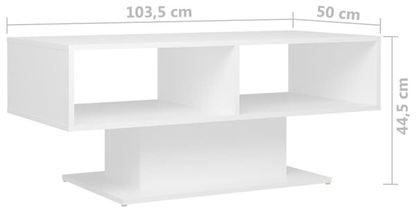 VidaXL Τραπεζάκι Σαλονιού Λευκό 103,5 x 50 x 44,5 εκ. από Επεξ. Ξύλο