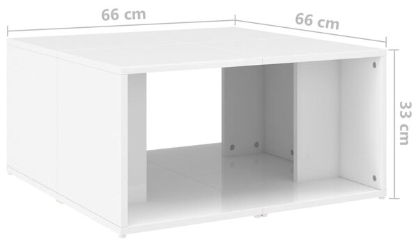 VidaXL Τραπεζάκια Σαλονιού 4 τεμ. Γυαλ. Λευκά 33x33x33 εκ. Επεξ. Ξύλο