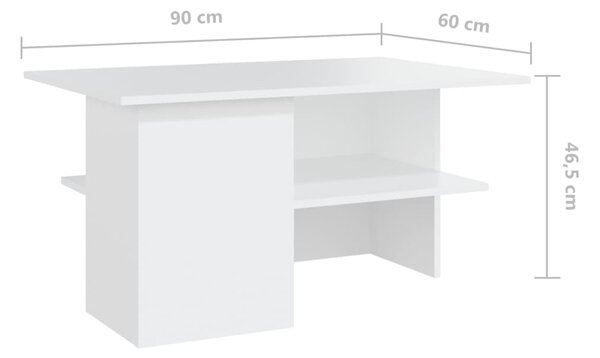 VidaXL Τραπεζάκι Σαλονιού Λευκό 90 x 60 x 46,5 εκ. από Μοριοσανίδα