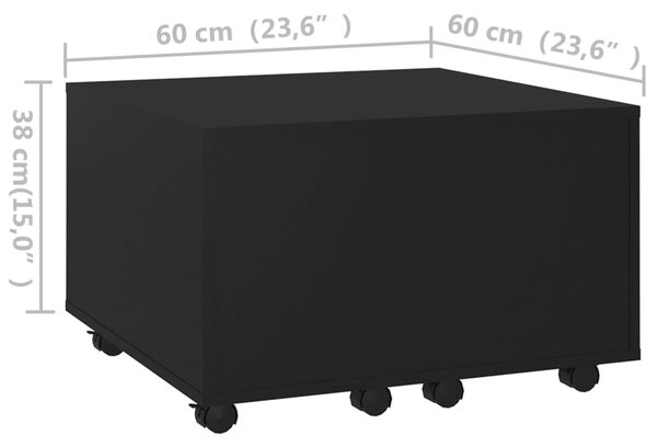 VidaXL Τραπεζάκι Σαλονιού Μαύρο 60x60x38 εκ. από Επεξ. Ξύλο