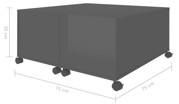 VidaXL Τραπεζάκι Σαλονιού Γυαλ. Μαύρο 75 x 75 x 38 εκ. από Μοριοσανίδα