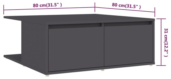 VidaXL Τραπεζάκι Σαλονιού Γκρι 80 x 80 x 31 εκ. από Επεξ. Ξύλο