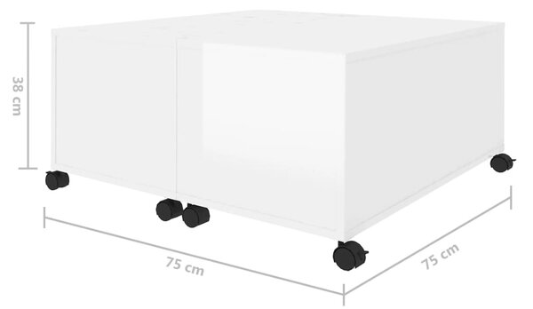 VidaXL Τραπεζάκι Σαλονιού Γυαλ. Λευκό 75 x 75 x 38 εκ. από Μοριοσανίδα