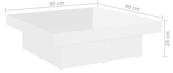 VidaXL Τραπεζάκι Σαλονιού Γυαλιστερό Λευκό 90x90x28εκ. από Επεξ. Ξύλο